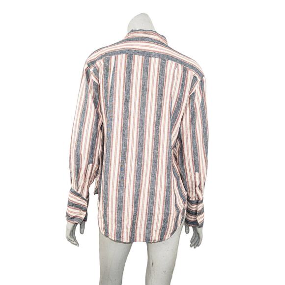 FRAME Natural White Multi Stripe Linen Bib Shirt Blouse Women's Small - Picture 5 of 9